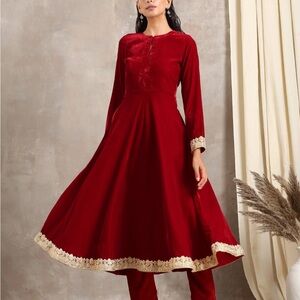 Brand new stunning velvet Anarkali kurta with golden detailed embroidery